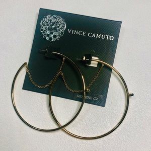 NWOT Vince Camuto Goldtone Hoops w/ CZ Accents